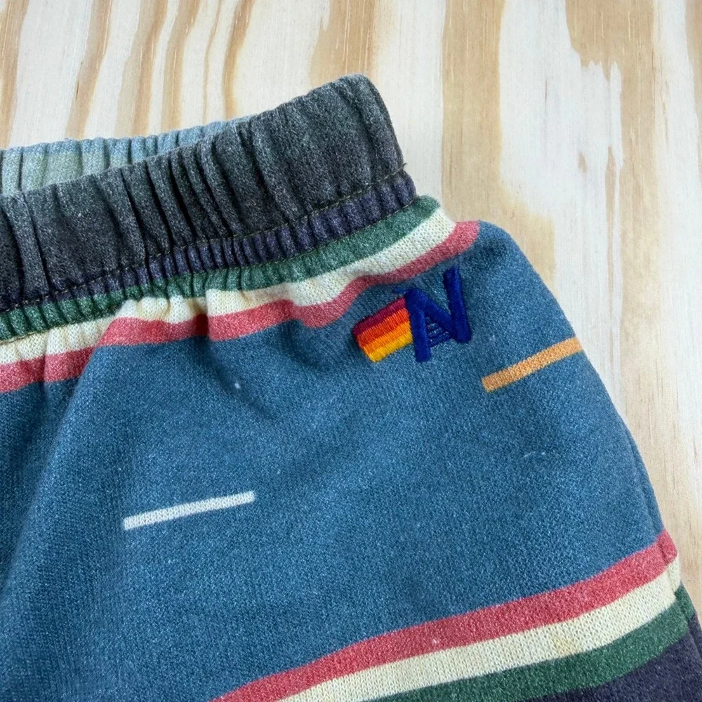 Aviator Nation Boys Rainbow Stripe Sweat Shorts Blue Multi Size 10